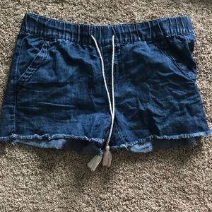 LOFT frayed chambray jean shorts
